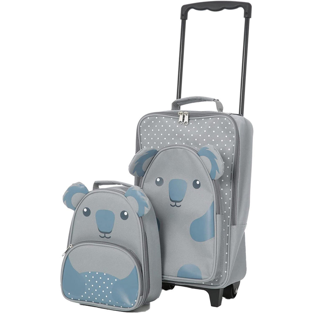 Childrens Kids Luggage Carry on Suitcase Travel Luggage Trolley and Backpack Set (Koala Trolley/Backpack)