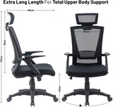 Ergonomic Mesh Office Desk Operator Chair Swivel PC Computer Office Chairs with Arms and Back Support Headrest for Home & Office Use for Adults Black