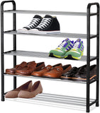 Olsen & Smith 5 Tier Shoe Storage Rack Organiser Tall, Quick Assembly No Tools Required, Holds 15 Pairs (W) 71cm x (H) 75cm x (D) 19cm Black