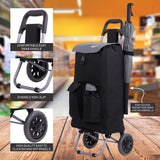Hoppa Fully Insulated Lightweight 2025 Model 2 Wheeled Large 42Litre Capacity Shopping Trolley Bag 95cm, 2.1kg with Shoulder Strap