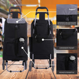 Hoppa Fully Insulated Lightweight 2025 Model 2 Wheeled Large 42Litre Capacity Shopping Trolley Bag 95cm, 2.1kg with Shoulder Strap