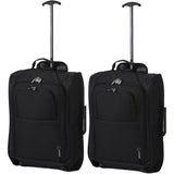 5 Cities The Valencia Collection Hand Luggage, 42 Liters, Plain Black Set of 2