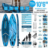 AQUA SPIRIT Barracuda iSUP 10'6 long Inflatable Stand up Paddle Board Kayak Package for Adult Beginners / Experts with Kayak Seat, Pump, Paddle,  Backpack, Leash, Kayak Blade, Changing Mat, Go-Pro Mount, Waterproof Phone Case, 2 Years Of Warranty