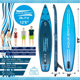 AQUA SPIRIT Blitz 10’8 & 12'6 PREMIUM iSUP Inflatable Stand up Paddle Board & Kayak with Top Accessories