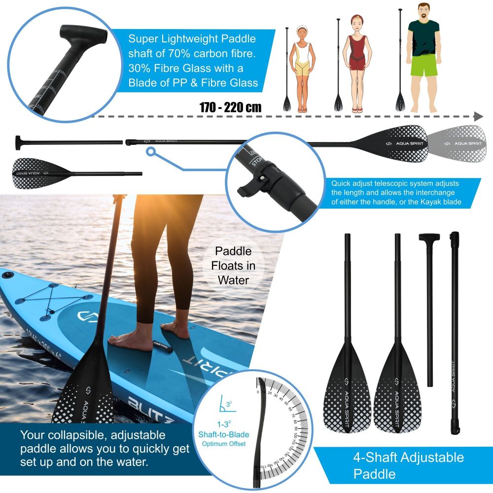 AQUA SPIRIT Blitz 10’8 & 12'6 PREMIUM iSUP Inflatable Stand up Paddle Board & Kayak with Top Accessories