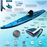 AQUA SPIRIT Blitz 10’8 & 12'6 PREMIUM iSUP Inflatable Stand up Paddle Board & Kayak with Top Accessories