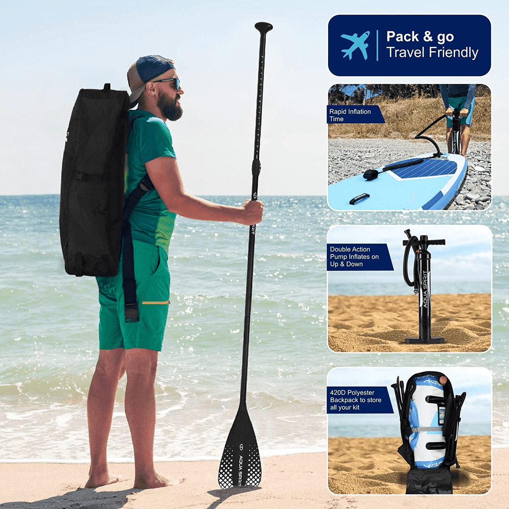 AQUA SPIRIT Tempo 10' iSUP Inflatable Stand up Paddle Board for Adult Beginners/Intermediate with Backpack, Leash, Paddle, Changing Mat & Waterproof Phone Case