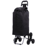 Hoppa Lightweight 6-Wheel Folding Shopping Trolley Large 47L Capacity Shopping Trolley Bag, 95cm, 2kg, Push/Pull Stairclimber (Black)