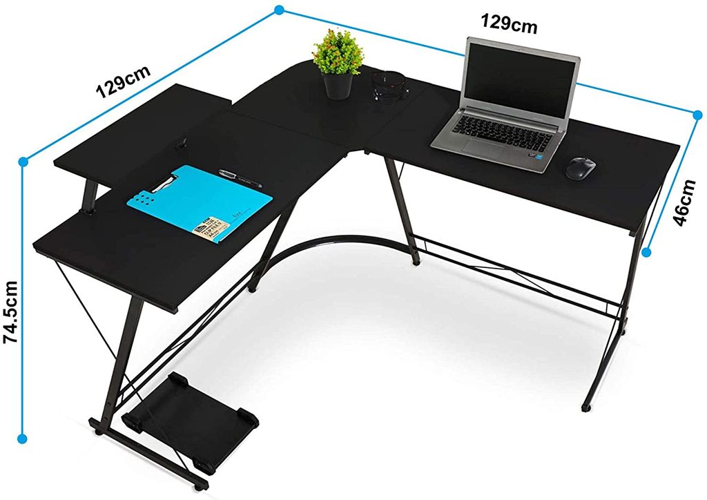 Black metal sales corner desk