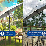 Olsen & Smith Large 2.7m Grey Tilting Garden Parasol Umbrella with Tilt & Crank Mechanism for Garden Patio Lawn | Showerproof | UV 30 Sun Protection + Storage Bag