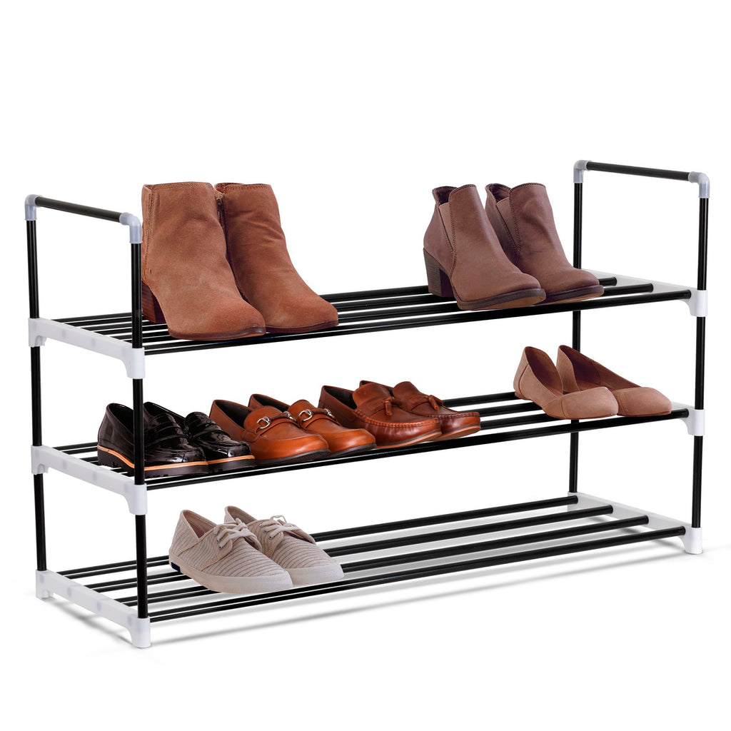 Olsen & Smith 5 Tier Shoe Storage Rack Organiser Tall, Quick Assembly No Tools Required, Holds 15 Pairs (W) 71cm x (H) 75cm x (D) 19cm Black