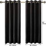 Olsen & Smith Black Thermal Insulating Blackout Curtains Eyelet Set Thermally Insulated for Summer & Winter Home Bedroom Living Room