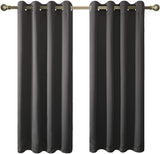 Olsen & Smith Black Thermal Insulating Blackout Curtains Eyelet Set Thermally Insulated for Summer & Winter Home Bedroom Living Room