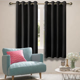 Olsen & Smith Black Thermal Insulating Blackout Curtains Eyelet Set Thermally Insulated for Summer & Winter Home Bedroom Living Room