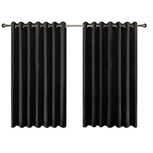 Olsen & Smith Black Thermal Insulating Blackout Curtains Eyelet Set Thermally Insulated for Summer & Winter Home Bedroom Living Room