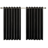 Olsen & Smith Black Thermal Insulating Blackout Curtains Eyelet Set Thermally Insulated for Summer & Winter Home Bedroom Living Room