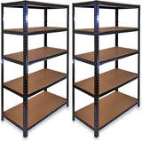 Heavy Duty 5 Tier Steel & Wood Garage Shelving Unit 150cm x 70cm x 30cm Racking Utility Shelves Units For Storage For Home Workshop Shed Office Black