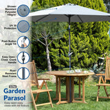 Olsen & Smith Large 2.7m Grey Tilting Garden Parasol Umbrella with Tilt & Crank Mechanism for Garden Patio Lawn | Showerproof | UV 30 Sun Protection + Storage Bag