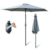 Olsen & Smith Large 2.7m Grey Tilting Garden Parasol Umbrella with Tilt & Crank Mechanism for Garden Patio Lawn | Showerproof | UV 30 Sun Protection + Storage Bag