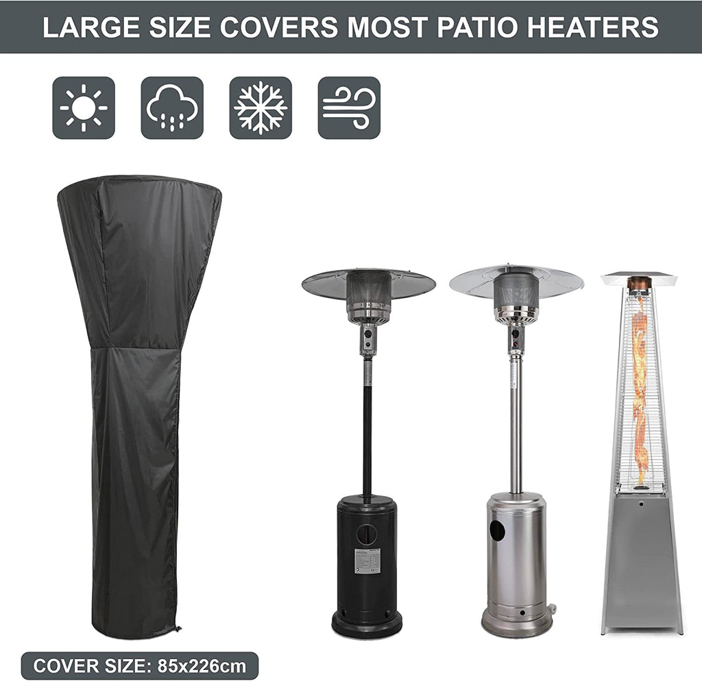 Olsen & Smith Water Resistant Windproof Outdoor Gas Patio Heater Protective Cover 226 x 85 x 48cm – Protection from Rain & Wind - Black