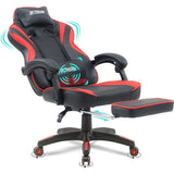 Olsen & Smith XTREME Gaming Chair Ergonomic Office Desk PC Computer Recliner Swivel Chair Detachable Padded Head Rest Lumbar Support Cushion & Footrest (Black/Red)