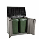 TOOMAX Storaway 842L Outdoor Garden Plastic Storage Shed Box - Grey and Black - 130 x 75 x 110 cm