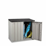 TOOMAX Storaway 842L Outdoor Garden Plastic Storage Shed Box - Grey and Black - 130 x 75 x 110 cm