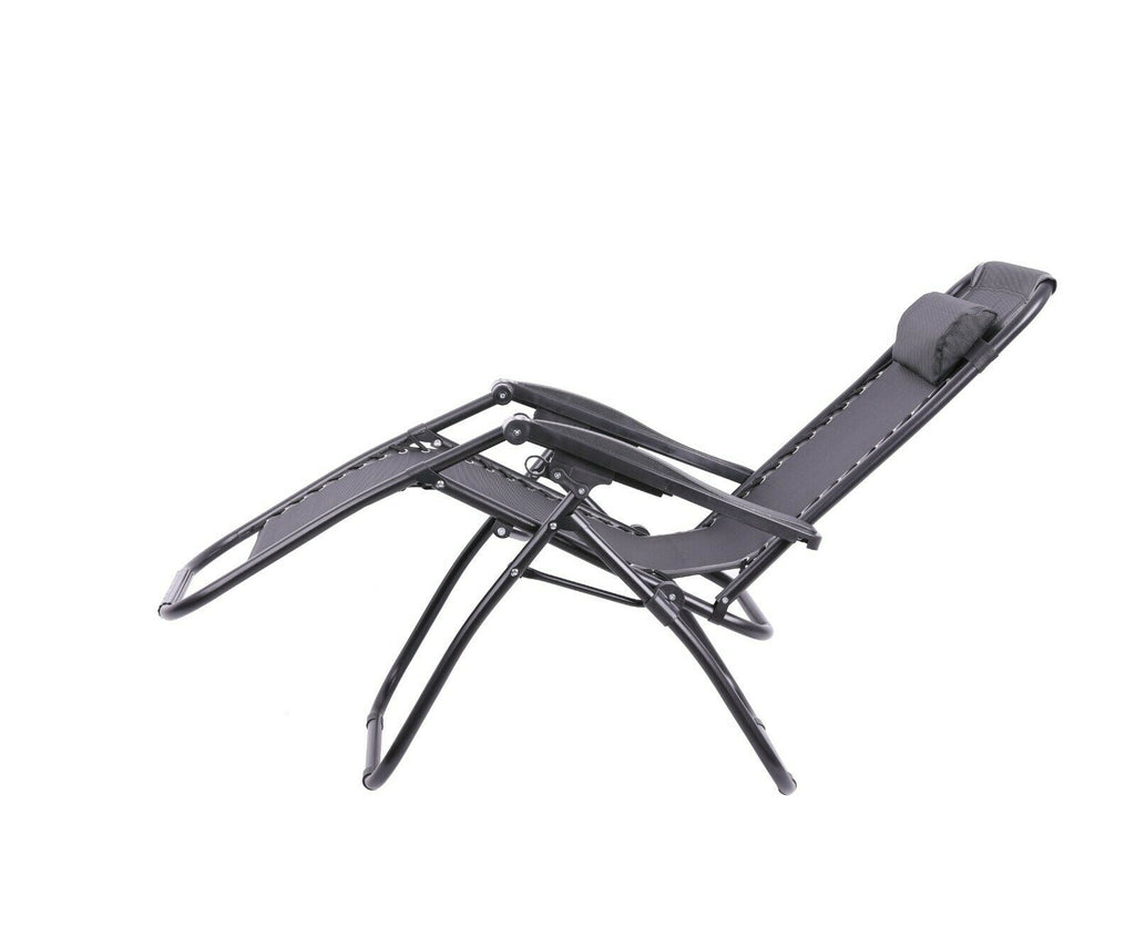 3 Piece Zero Gravity Reclining Garden Patio Deck Chair Sun Lounger, 2 Chair & Table Set, Charcoal